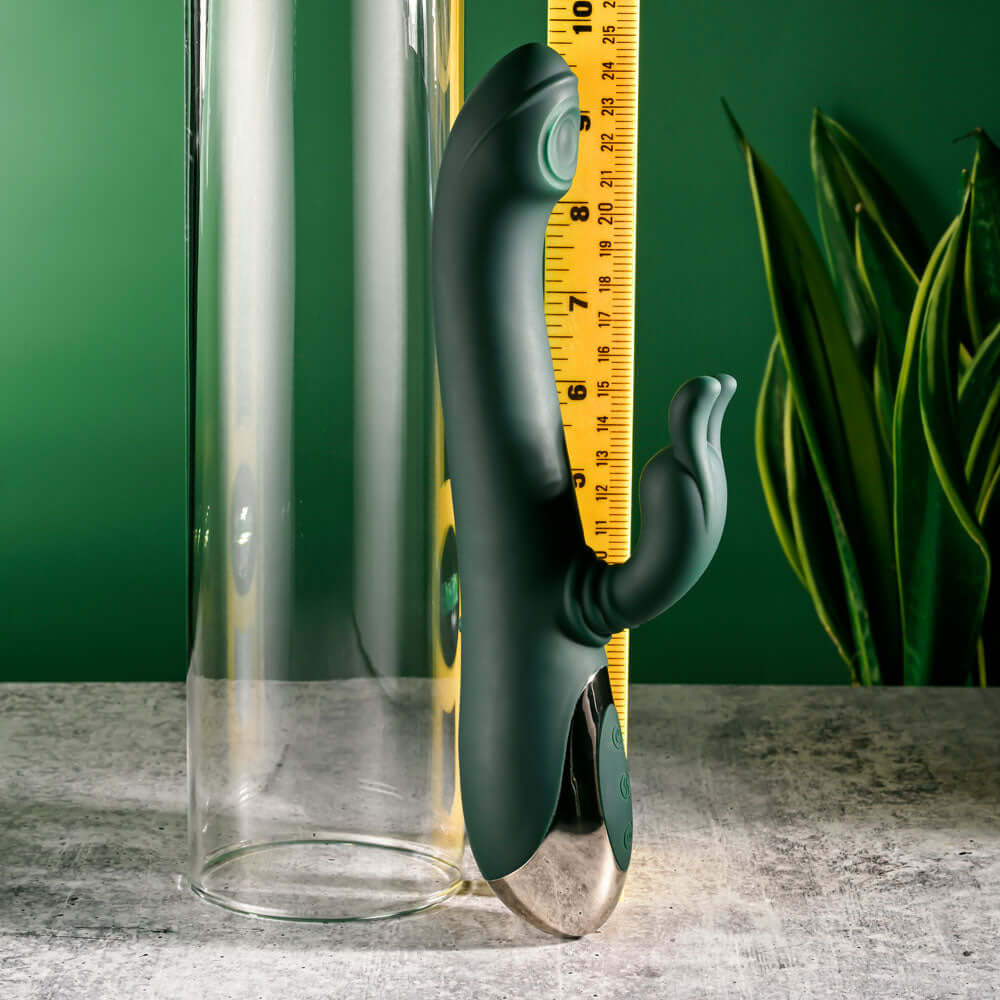 Evolved RABBIT TAP TAP - Green 25 cm USB Rechargeable Rabbit Vibrator with Tapping Tip